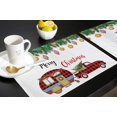 thumbnail image 5 of Christmas Placemats Set of 6, Checkered Truck Placemat for Dining Table Decorations, Cotton Linen Holly Leaf Berry Pine Tree Place Mats, Xmas Table Mats for Kitchen Dinner Holiday Party Decor Gift, 5 of 6