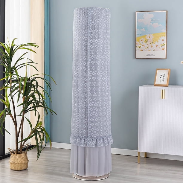 Nvzi Cubierta universal para aire acondicionado, cubierta cilíndrica vertical para aire acondicionado, borde de hilo, cubierta antipolvo, altura 180 cm, aire acondicionado universal (gris)