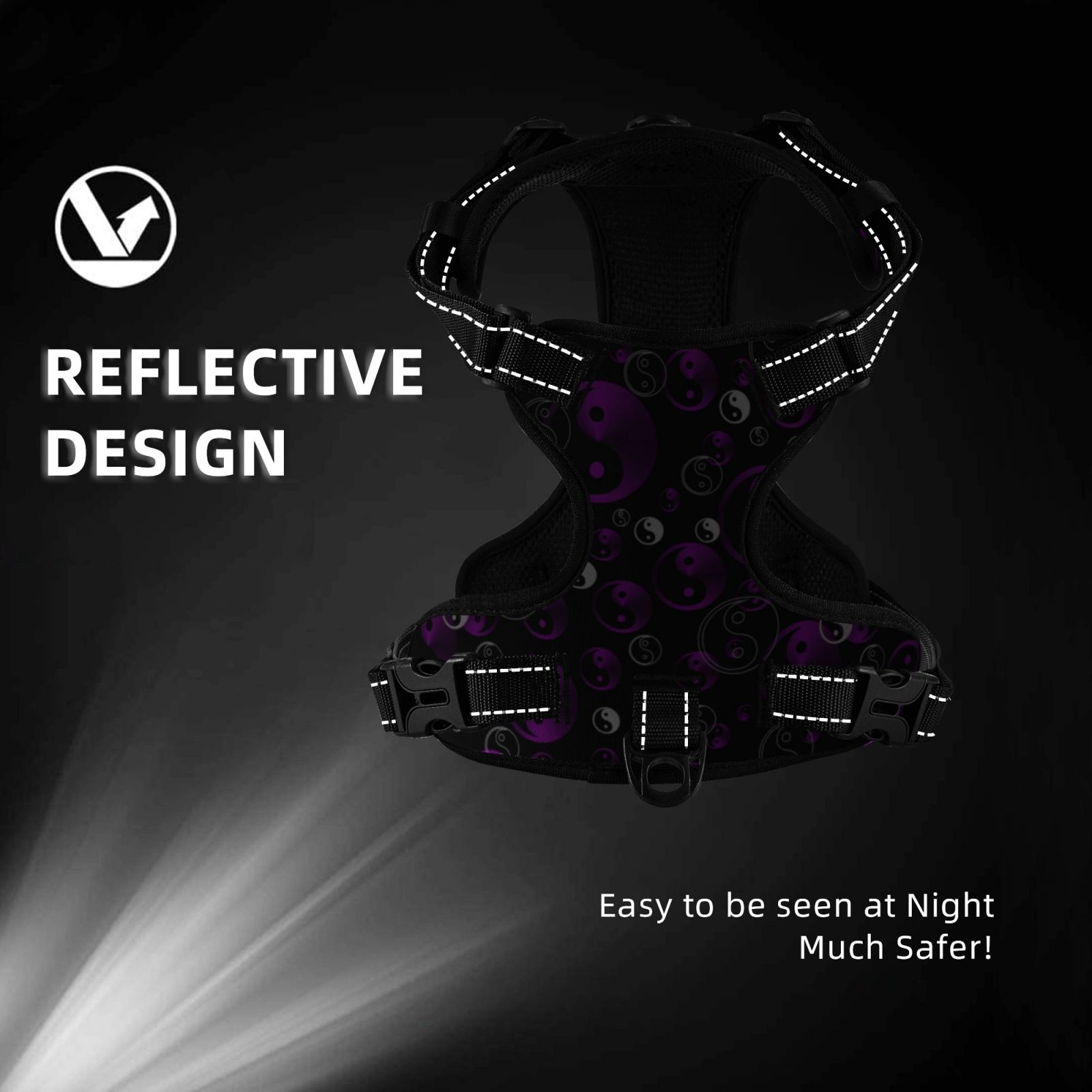 Vsdgher Yin Yang1 Dog Harness, No-Pull Pet Harness, Dog Vest, Pet Vest for Small to Large Dogs-Small