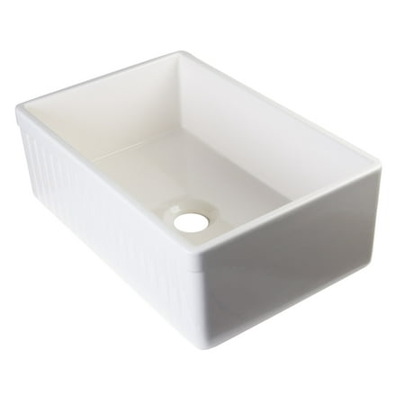 ALFI brand AB509-B Biscuit 30" Fluted Apron Single Bowl Fireclay Farmhouse Kitchen Sink