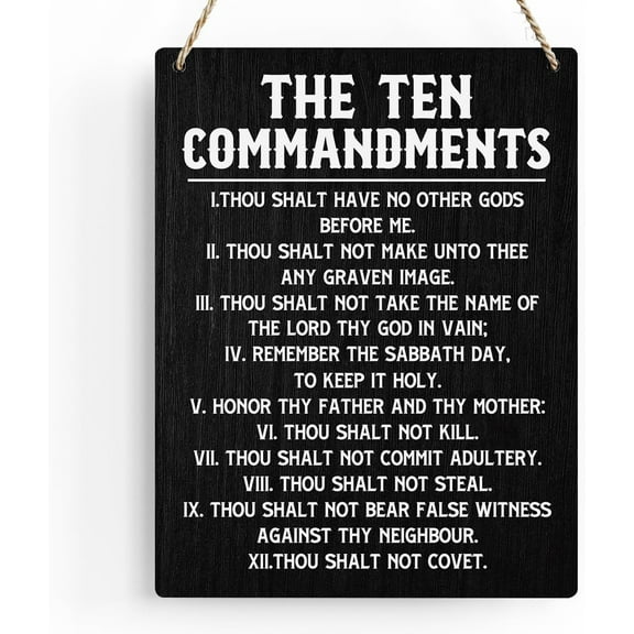 Wood Sign 8x10 Inch Bible Verses Ten Commandments Wall Decor Christian 10 Commandments Wall Art Wooden Hanging Sign Rustic Scripture The Ten Commandments Wall Art For Home Office Decoration