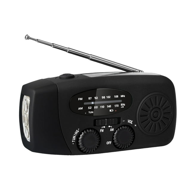 Klonfd Emergency Solar Hand Crank Dynamo AM/FM/WB Weather Radio LED Flashlight Charger 1pc