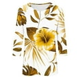 thumbnail image 5 of CYMMPU Fall Trendy Shirts 3/4 Sleeve Spring Tunic Tops Boho Blouses for Women Dressy Casual Crew Neck Loose Fit Floral Pattern Lightweight Basic Tees Multicolor L, 5 of 5