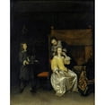 thumbnail image 2 of Caspar Netscher 15x18 Black Ornate Wood Framed Double Matted Museum Art Print Titled - Lady at Her Toilet (1658-1660), 2 of 5