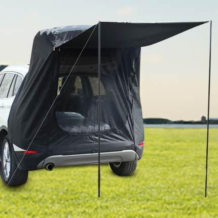 Tente de Camion de Voiture Tente de Voiture SUV MPV pour Tente de Voiture Autonome en Plein Air Tente d'Extension Latérale de Coffre de Camping avec Auvent de Parasol à 2 Poteaux de Support