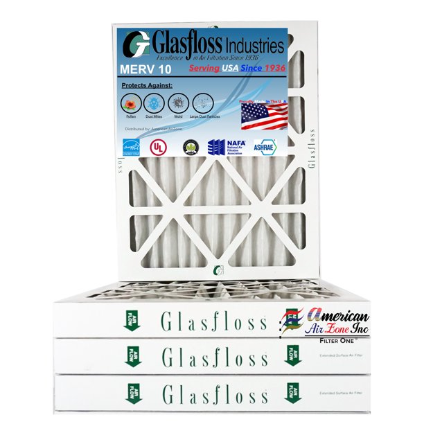 Glasfloss Air Filter 16x20x2 2" MERV 10 (Pack of 4) Pleated AC or