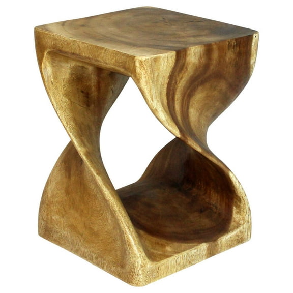 Haussmann ® Wood Twist End Table 15 x 15 x 20 inch High Oak Oil - 15 x 15 x 20