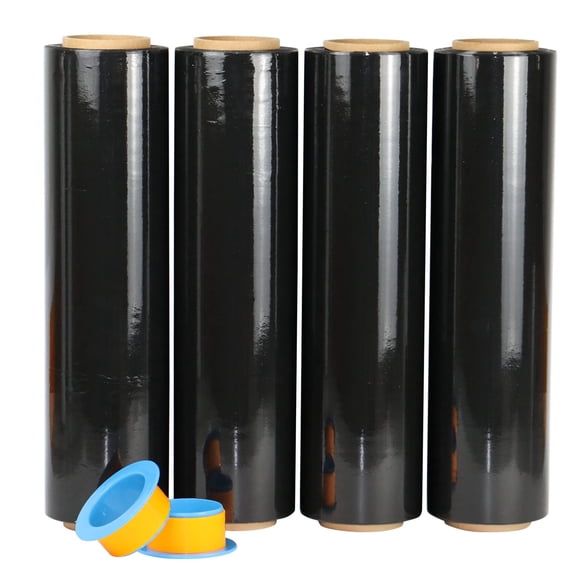 Envoltura elástica BOMEI PACK negra de 1000 pies x 18 pulgadas, calibre 80 (paquete de 4)