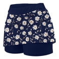 thumbnail image 3 of LEBONYARD Womens Clearance under $10,Women Solid Color Bottom Pants Floral Skirt Hem Medium Waist Skirt Pants Sports Shorts Bottom Skirt Pants Shorts Navy L, 3 of 5