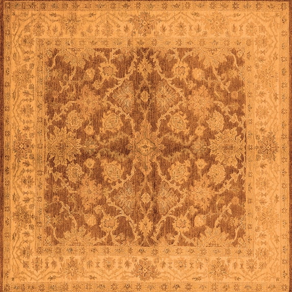 Ahgly Company Indoor Square Oriental Orange Industrial Area Rugs, 8' Square