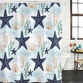 thumbnail image 3 of Shower Curtain Bathroom Set Nautical Starfish Seahorse Seashell Waterproof Fabric Shower Curtains with Grommets&Hooks, Marine Life Pattern Privacy Bath Curtain for Bathtub 48x72in, 3 of 9