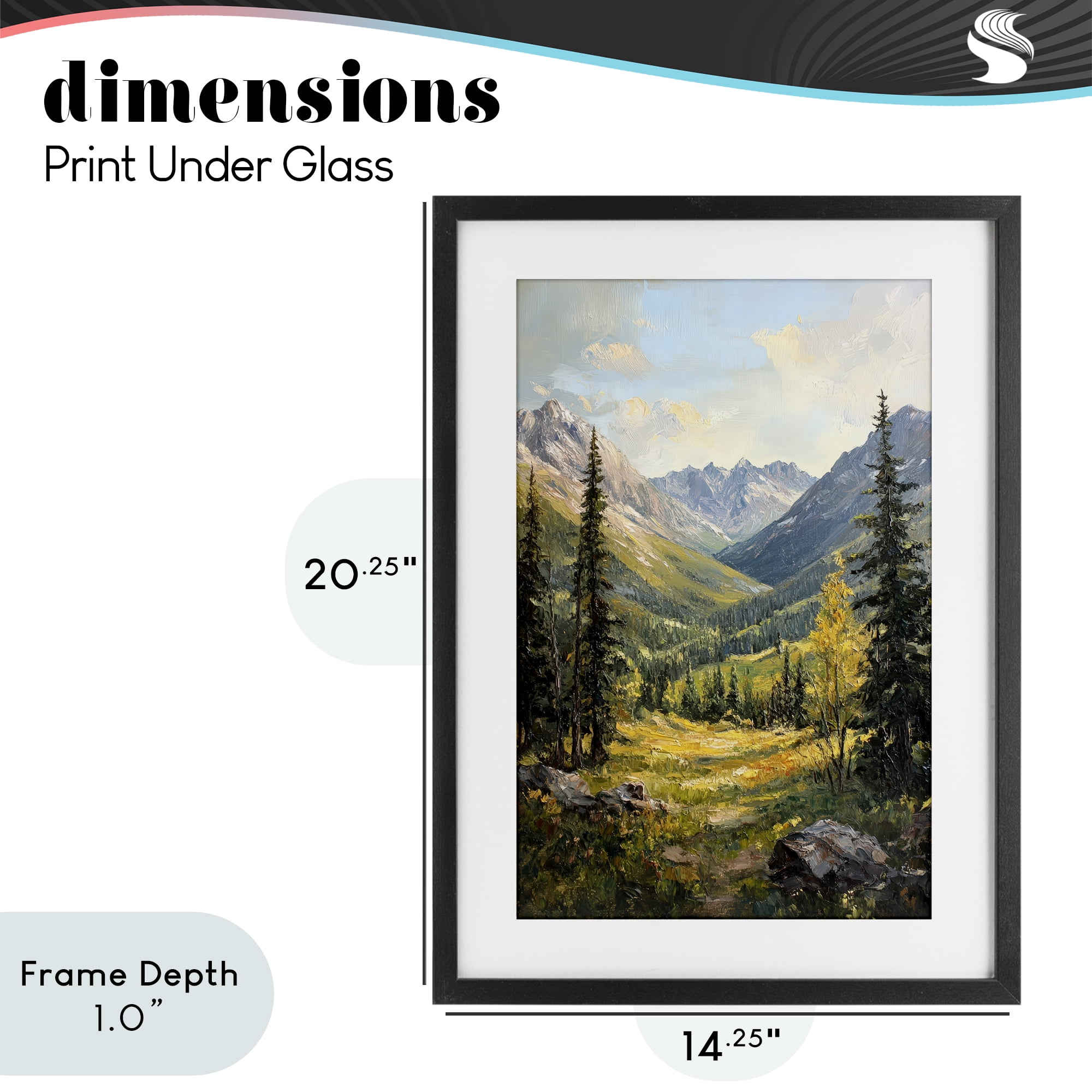 Stupell Industries Mountain Refuge in Golden Valley Black Framed Print Under Glass, design by Petal Prints Design