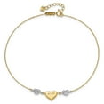 thumbnail image 5 of Primal Gold 14 Karat Two-Tone Diamond-cut Puffed Heart LOVE 9-inch Plus 1-inch Extension Anklet, 5 of 5