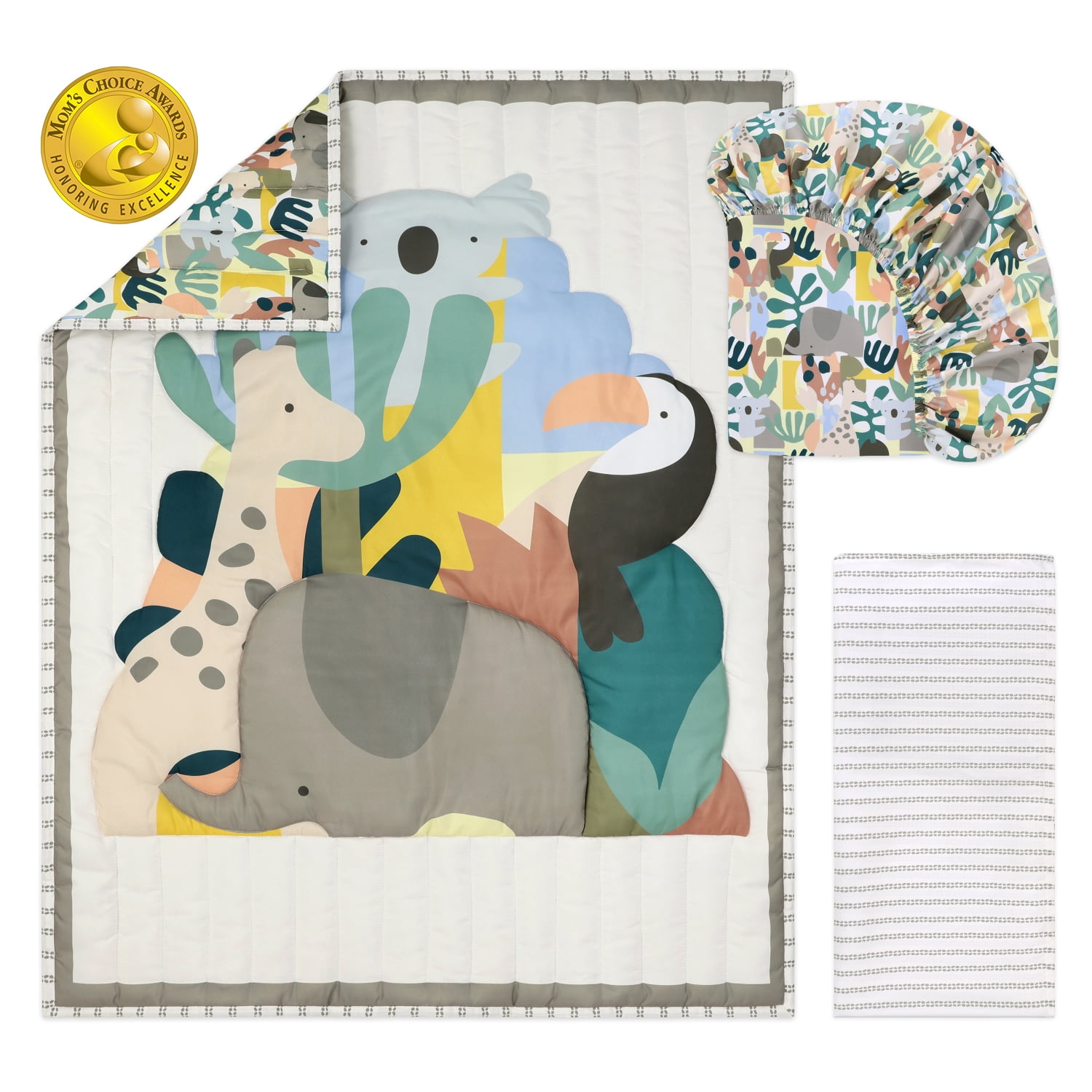 The Peanutshell 3 Piece Safari Puzzle Baby Crib Bedding Set Boy, Baby Boy Nursery Decor, Crib Comforter Set, Accessories Boy, Modern Neutral Jungle