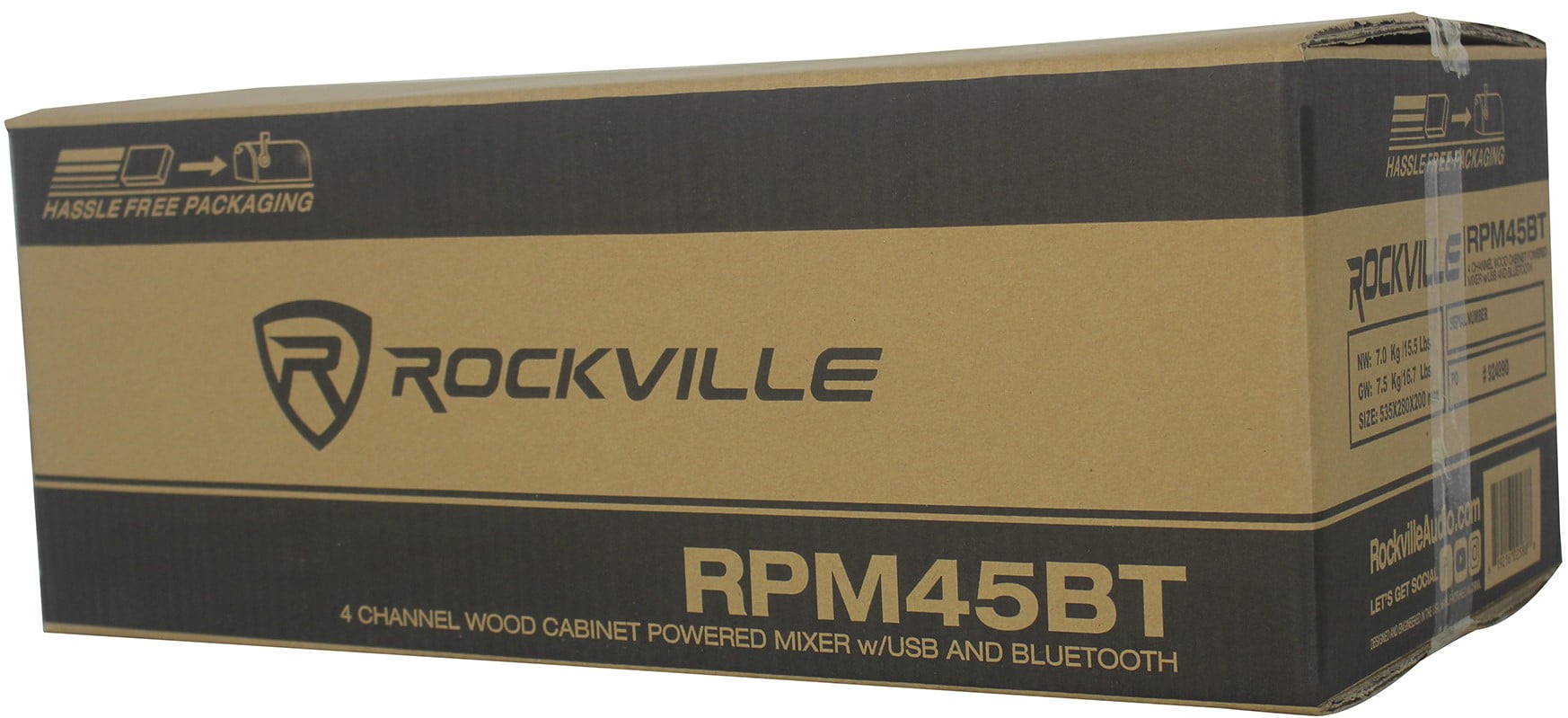 Rockville RPM45BT 1800w Powered 4 Channel Mixer/Amplifier w Bluetooth/EQ/Effects