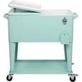 thumbnail image 6 of 80 Quart Rolling Ice Chest, Portable Bar Drink Cooler with Catch Basin, Bottom Storage Tray and Bottle Opener for Patio Party BBQ Beach Activities, 6 of 15