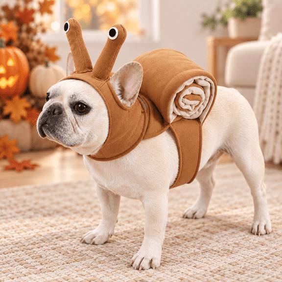 Pet Halloween Costume with Hat, 1-Piece Polyester Dress-Up Outfit Universal Snail Clothing for Small Dogs and Cats, Sizes S