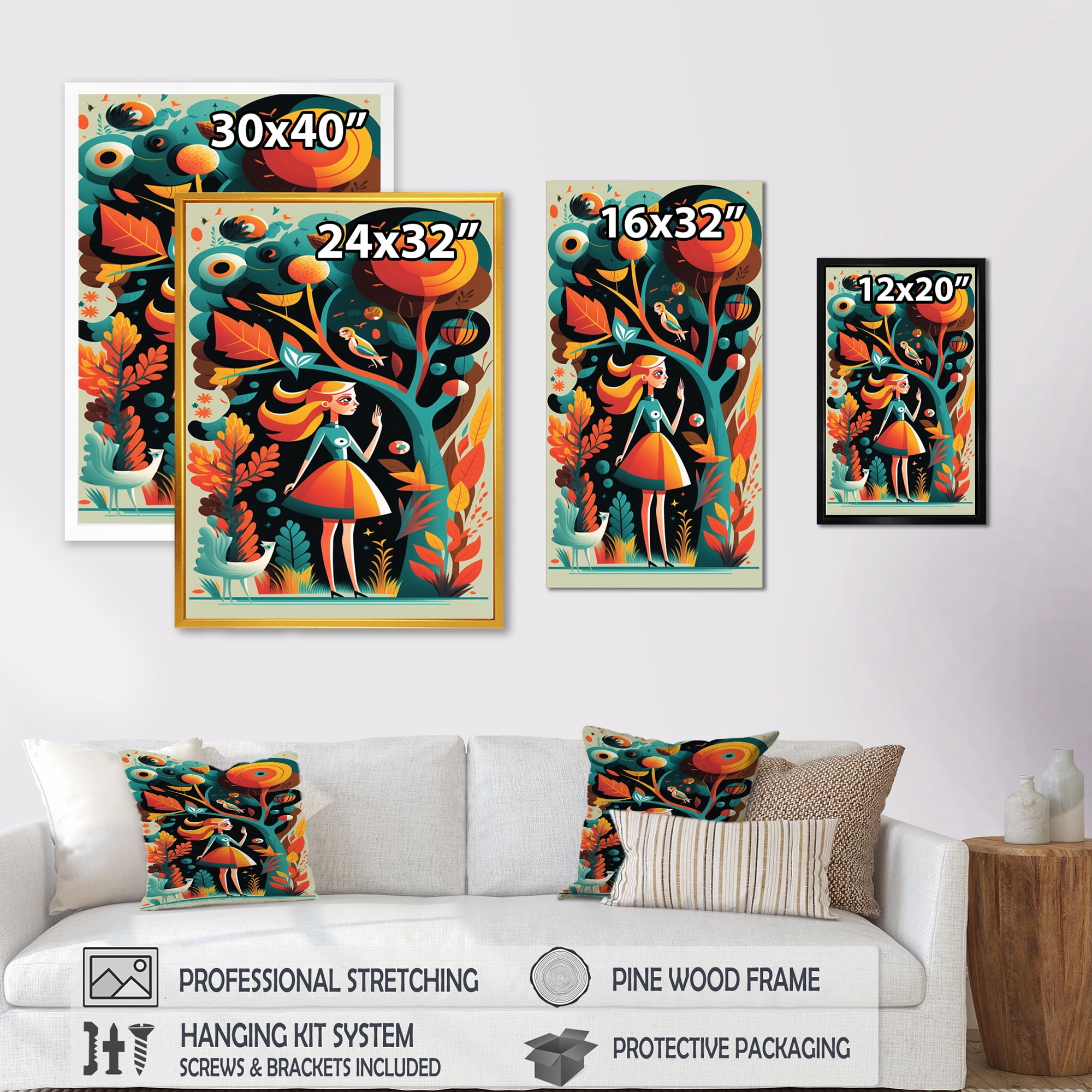 Designart Colorful Image Of Woman In The Woods Canvas Wall Art