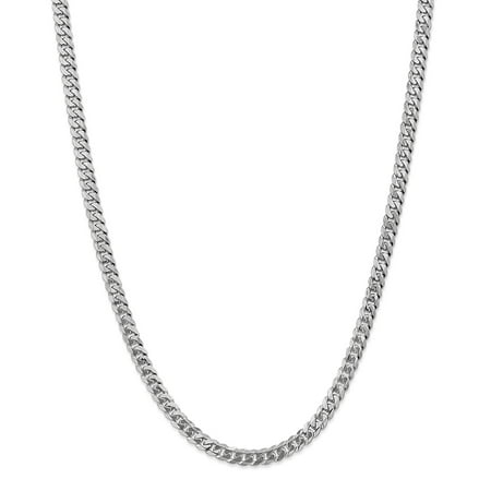 14K White Gold 5.20MM Flat Curb Link Chain Necklace, 18"