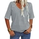 thumbnail image 1 of MKLEKYY Camisetas Mujer Camisetas De Verano Para Mujer, Camisetas De Manga Corta Estampadas, Blusas Informales De Trabajo Con Cuello Redondo Y Botones. Talla XXL, 1 of 3
