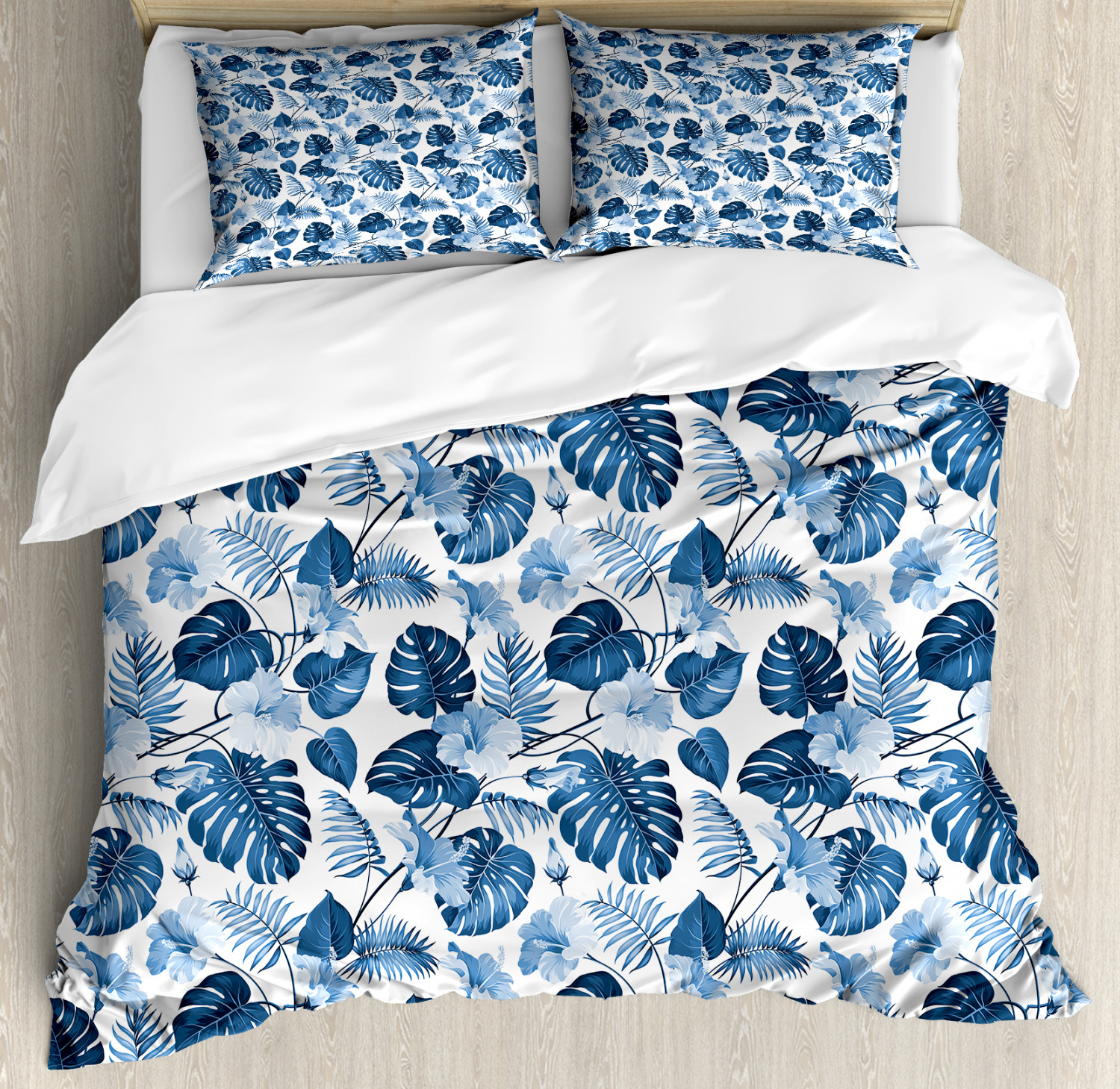 Hawaii King Size Duvet Cover Set, Branch of Arecaceae Tree Polynesian