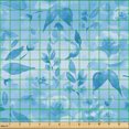 thumbnail image 2 of Ambesonne Floral Fabric by the Yard Upholstery, Oceanic Colors Flowers Leafy, 1 Yard, Sky Blue, 2 of 5