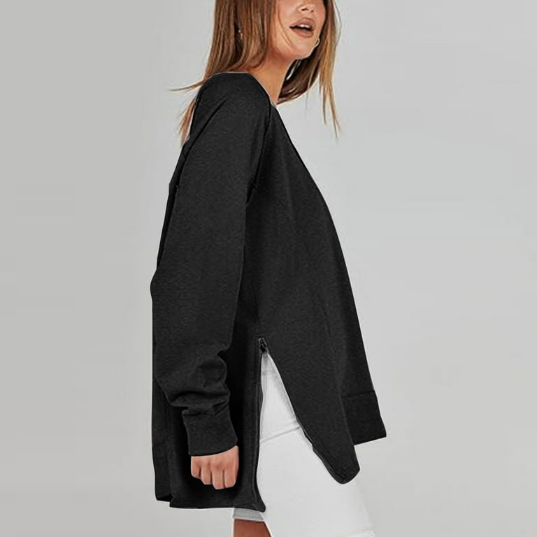 Split V-Neck Long Sleeve Irregular Sweater Split V-Neck Long Sleeve Irregular Sweater