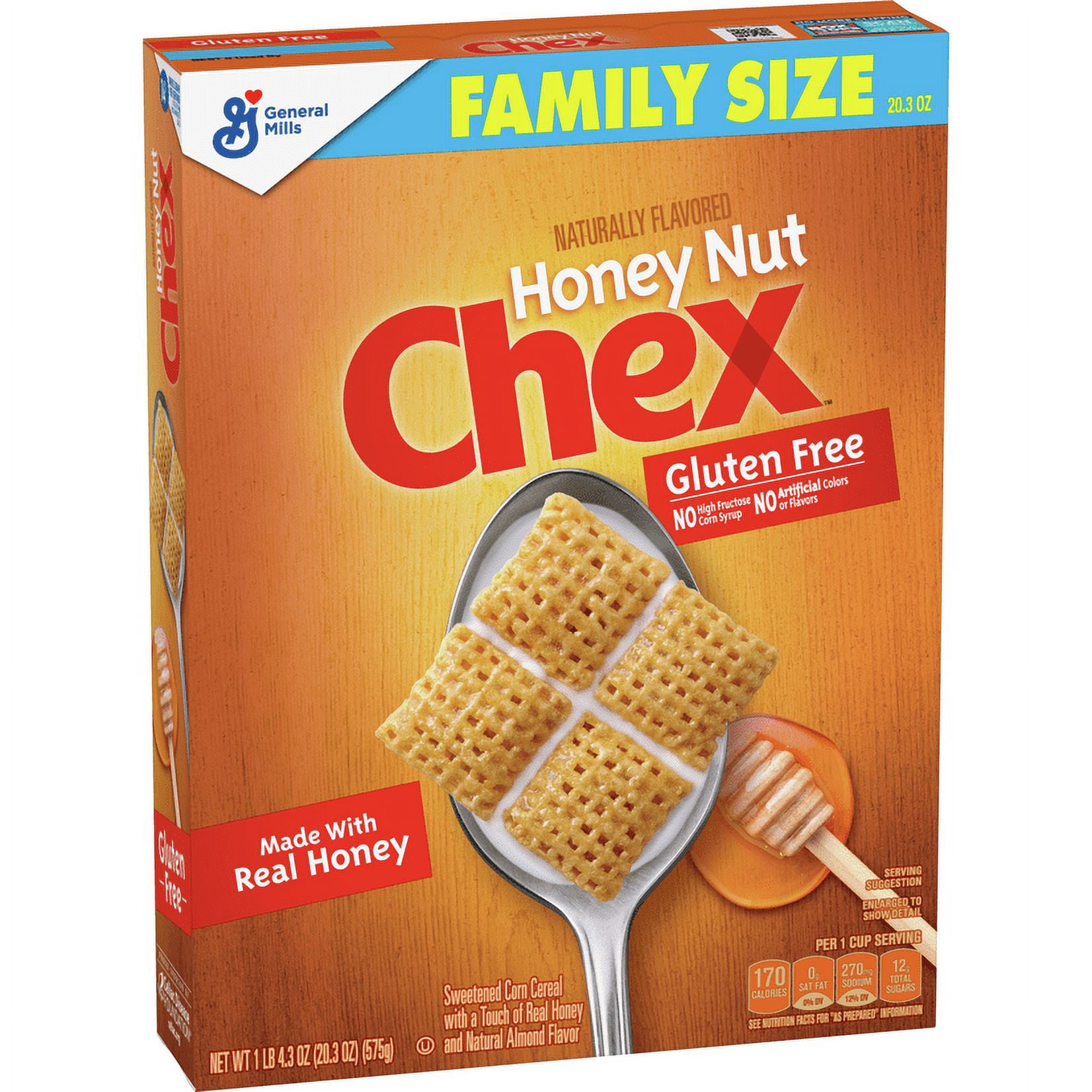 Chex Breakfast Cereal, Honey Nut, Gluten Free, 20.3 oz