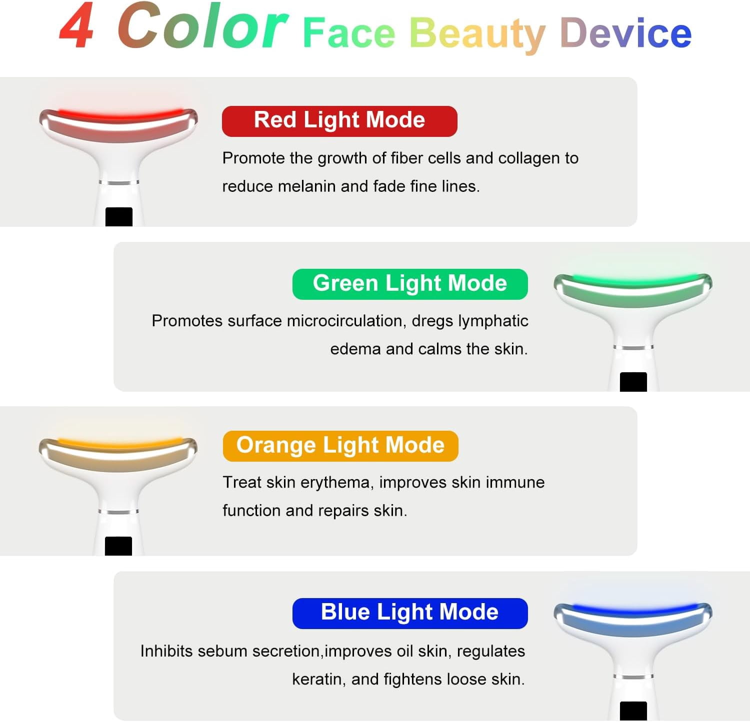 Red-Light Therapy for Face and Neck, Anti-Aging Massager with 4 Color LED, Vibration and Thermal Functions - White ( Dog House)