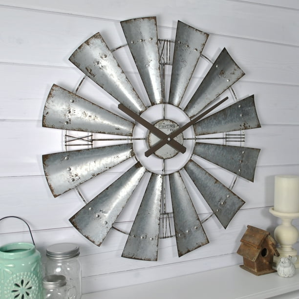 Large Metal Windmill Wall Clock