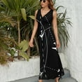 thumbnail image 6 of Airplanes Background with Trajectory Dress Fashion Boho Beach Long Dresses Female Party Printed Maxi Dress, 6 of 9