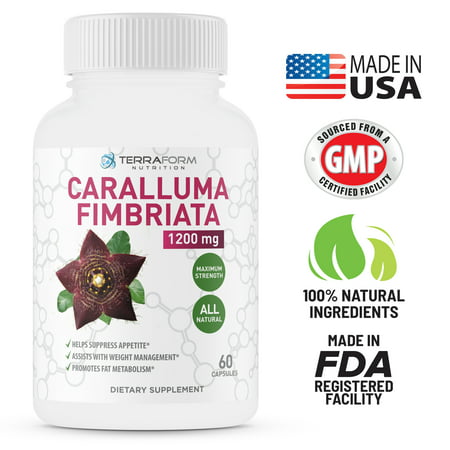 Caralluma Fimbriata Extract - 100% Pure - Max Strength Weight Loss Supplement - 1200mg - Natural Appetite Suppressant for Women & Men - Metabolism Booster - Made in USA - 1 (Best T Booster Supplement)