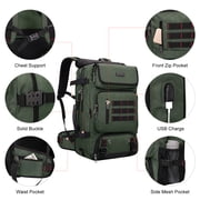 WITZMAN Carry on Travel Backpack for Men Airline Approved Convertible Nylon Duffle Backpack Luggage Bag(B682 Army Green)