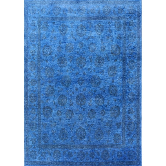 Ahgly Company Machine Washable Indoor Rectangle Industrial Modern DodgerBlue Area Rugs, 5' x 8'