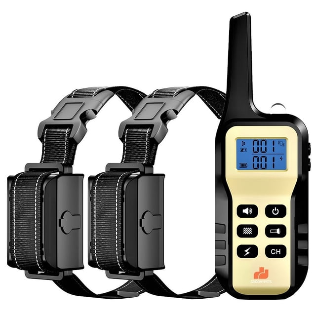 1100 YD Remote Dog Training Shock Collar with Auto Anti Bark,100 Levels of Adjustable Static Stimulation and Vibration for Small Medium Large Dogs-2 Dog Kit