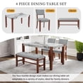 thumbnail image 4 of Harper & Bright Designs Wood Dining Set with Bench for 4, Rectangle Kitchen Table with Marble Veneer Tabletop, 2 Upholstered Chairs for Dining Room, Gray, 4 of 16