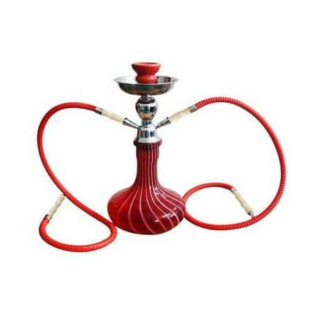 VAPOR HOOKAHS DOUBLE VISION 13” COMPLETE HOOKAH SET: Portable Modern multi hose Hookahs with single hose capability from a 2 Hose to 1 Hose narguile pipes (Black