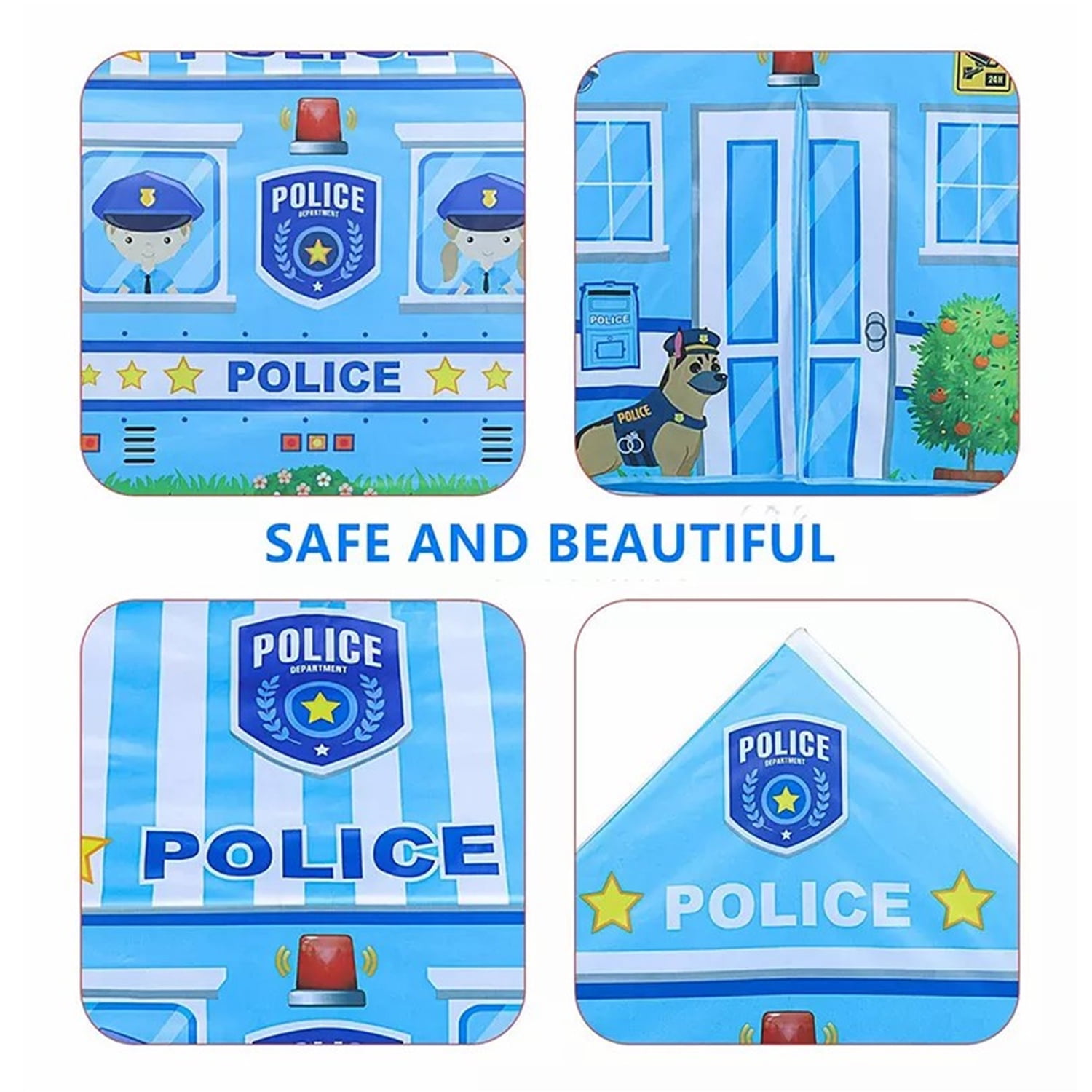 CIPACHO Kids Police Play Tent Children Playhouse, Indoor Outdoor Play Tents, Toddler Toy House Clubhouse, Play House for Boy Girl, Blue