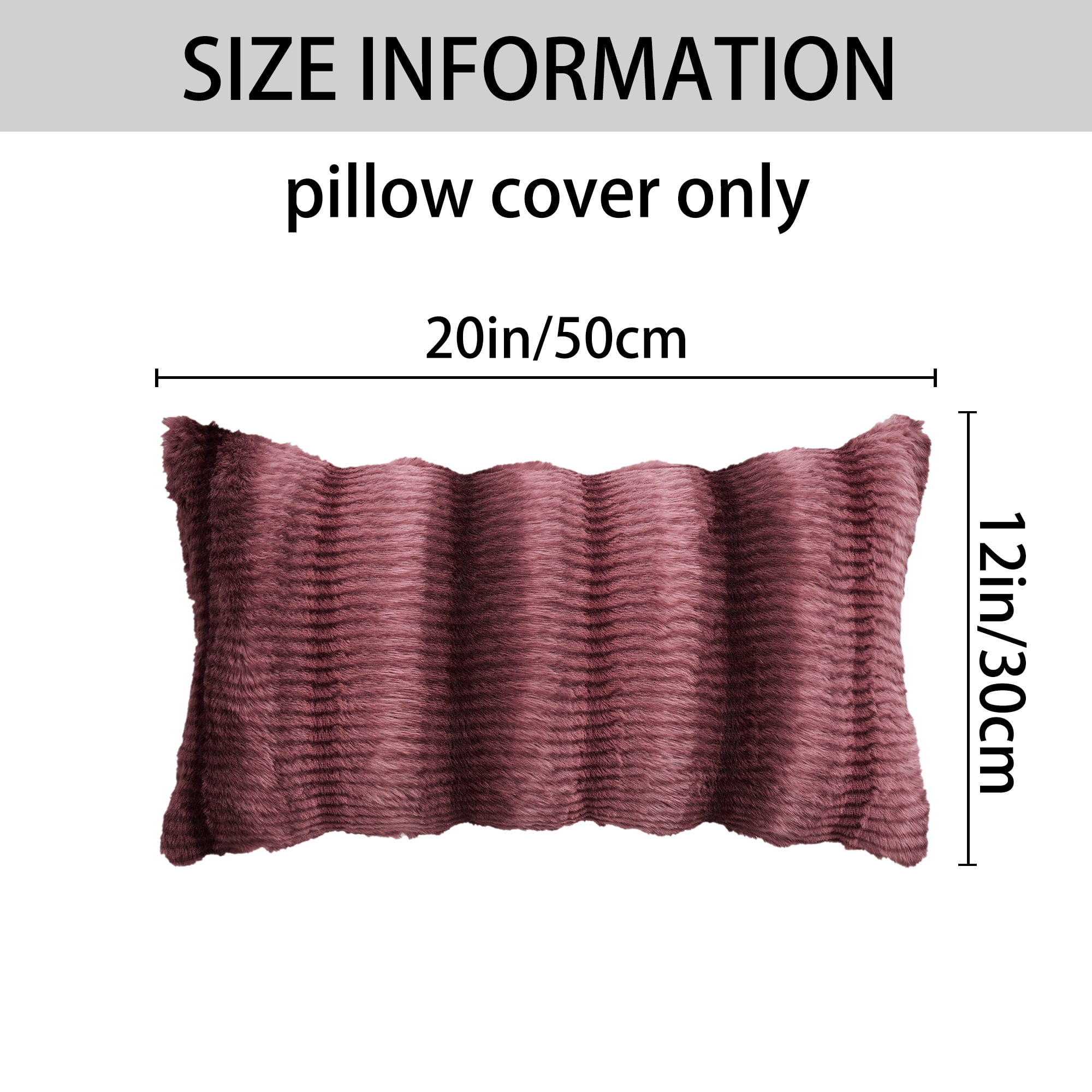 Unique Bargains Pack of 2 Plush Striped Pillow Covers 20" x 12" Claret