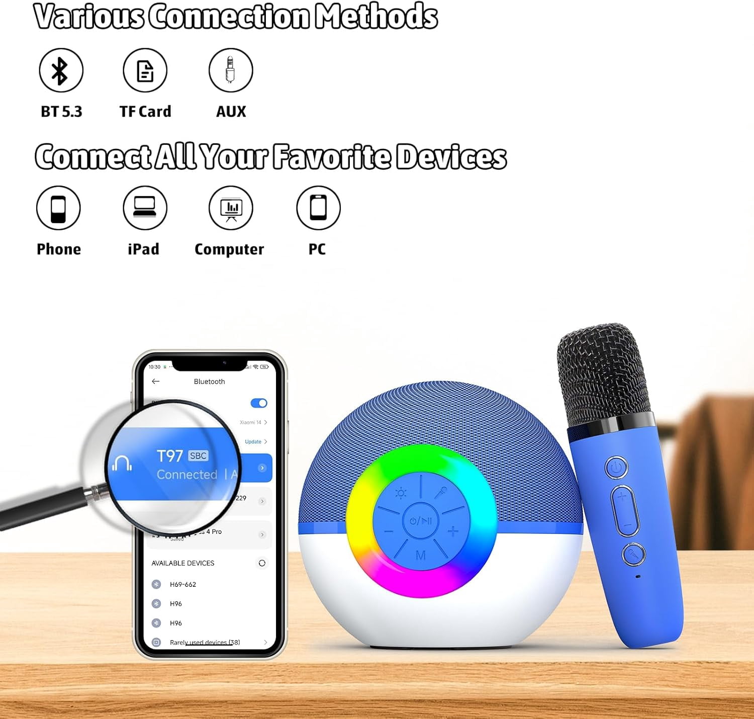 EASY Karaoke Microphone Machine Toys for Kids Adults, Mini Portable Bluetooth Speaker with 2 Wireless Mics, Christmas Birthday Gifts for Boys Girls Ages 3 4 5 6 7 8 9 10 11 12+Year Old Purple