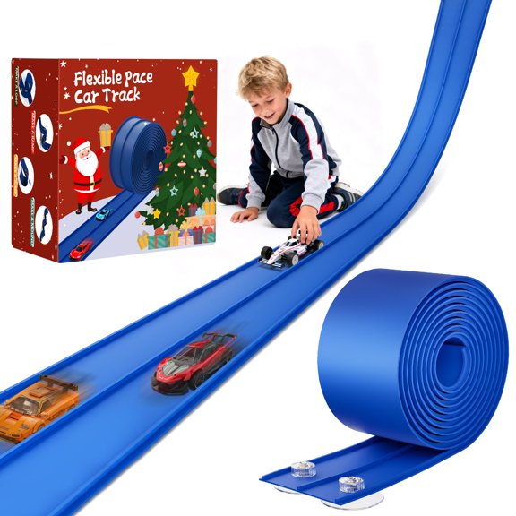 Pista de carreras flexible de 4,5 m, 2 carriles, azul, MozoaLata