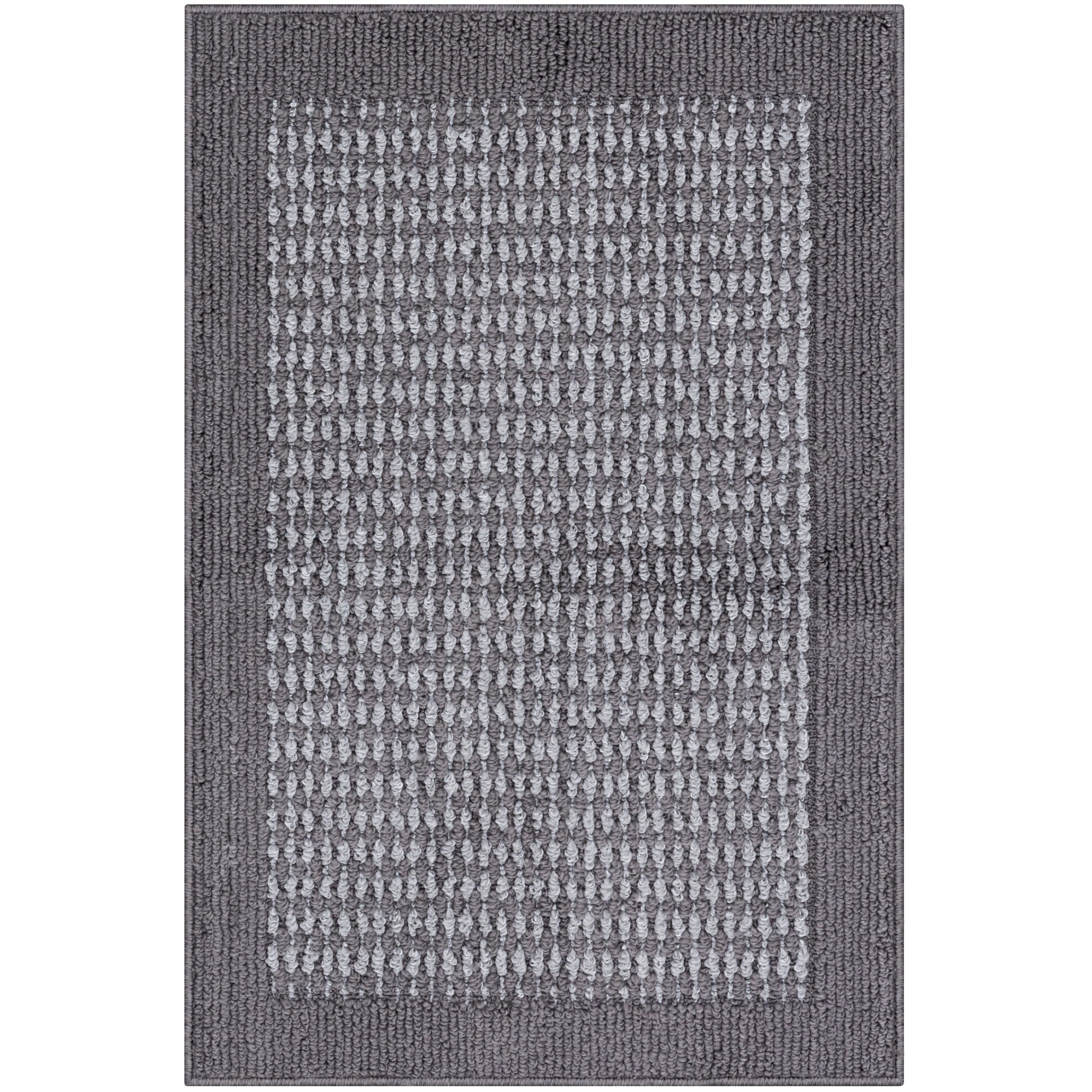 Mainstays Traditional Faux Sisal Border Gray Area Rug, 1'8"x2'6"