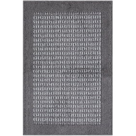 Mainstays Traditional Faux Sisal Border Gray Area Rug, 1'8"x2'6"
