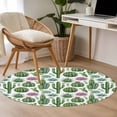 thumbnail image 4 of Cactus Summer Round Area Rug 4Ft Washable Circle Rugs for Bedroom Dining Room, Watercolor Tropical Botanical White Non-Slip Carpet Floor Mats Indoor Outdoor Carpet Runner Aesthetic Home Decor, 4 of 8