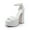 WHITE-PU, variant on BURUDANI High Heels Chunky Block Platform Heels for Women Ankle Strap Sexy Open Square Toe Heels
