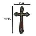 thumbnail image 3 of Rustic Western Cowboy Diamond Teardrop Crystals Tooled Leather Wall Cross Plaque, 3 of 10