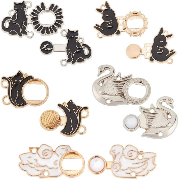 1 Box 5 Styles Pant Waist Tightener Buckle Adjustable Jeans Buckle Extender Buttons Dress Pins Adjustment Clothes Skirt Decoration for Wist Too Loose Big Hat Sweater DIY