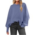 thumbnail image 2 of Zedker Oversized Sweaters for Women Winter Crewneck Pullover Knit Long Sleeve Loose Fit Clothes, Plus Size Light Blue XL, 2 of 7
