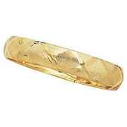 JewelStop 10K Yellow Gold 12mm Shiny High Dome Flex Bangle Diamond-Cut Pattern - 8 Inches, 7.7gr.