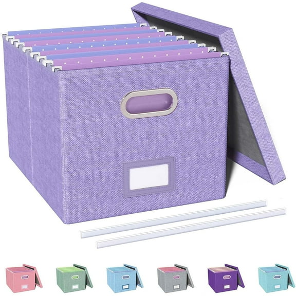File Organizer, File Box, File Cabinet for Letter File Folder Storage, Hanging File Organizer for Office/Decor/Home,Document Organizer, 1 Pack, Lavender-Box Only